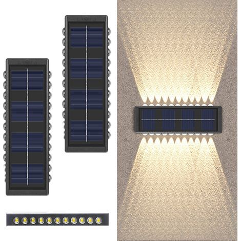 Solar Fence Light, Solar Garden Decorative Light, IP65 Waterproof, For Deck, Stairs, Patio, Railing, Yard (Warm Light - 2 Pcs Pack) (1/5)