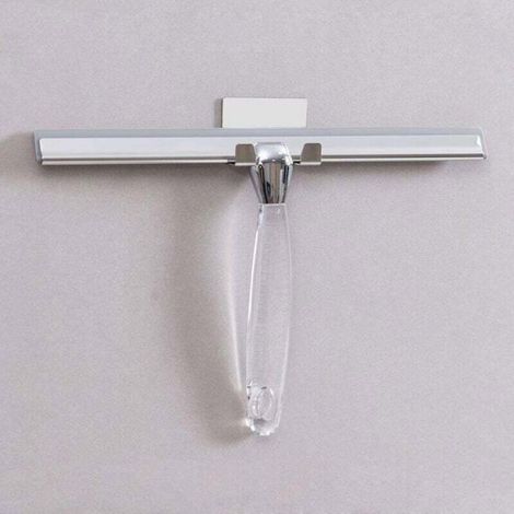 Raclette de douche en acier inoxydable - Virex® - Lame en silicone 30,5 cm - Crochet adhésif mural - Nettoyage efficace