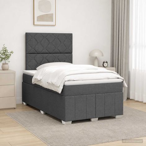vidaXL Lit boxspring avec matelas Gris foncé 120 x 200 cm Tissu (1/5)