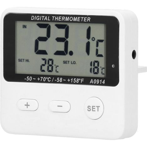 Thermomètre d'alarme pour réfrigérateur, intérieur/extérieur, universel, avec sonde, pour la mesure de la température intérieure et extérieure. (1/5)
