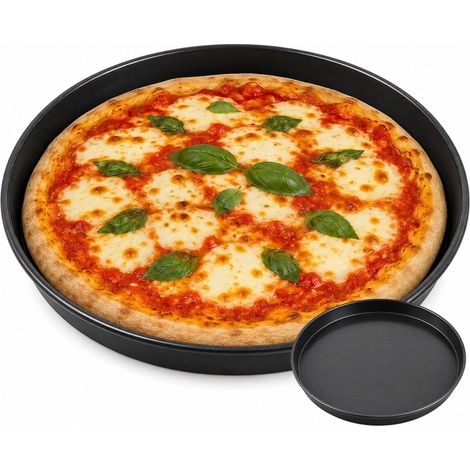 Set 2 Teglie Pizza in Lamiera Blu Ø 32 cm con Bordo Basso - Resistenti Fino a 250°C – Made in Italy (1/5)