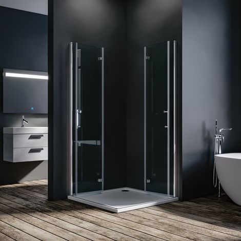 SONNI Cabine de douche accès d'angle 100x90cm Porte pliante 180° Paroi de douche Paroi de douche (1/5)