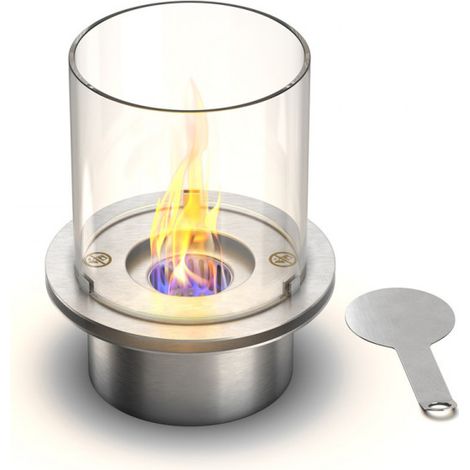Quemador de chimenea de bioetanol redondo de acero inox con vidrio Round
