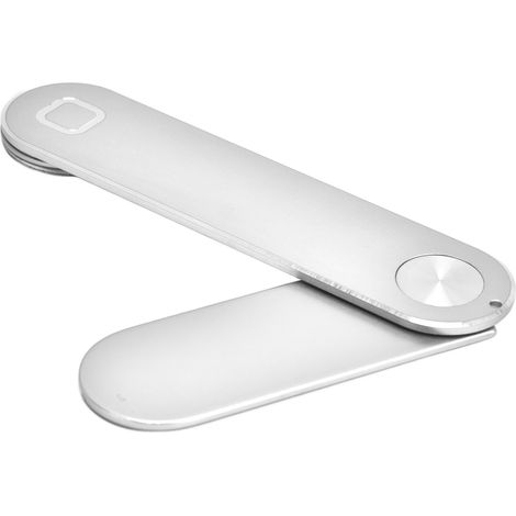 Laptop-Handyhalterung, verstellbar, tragbar, aus Aluminium, mit Clip, Handyhalterung für Monitor und Homeoffice, silberfarben (1/5)
