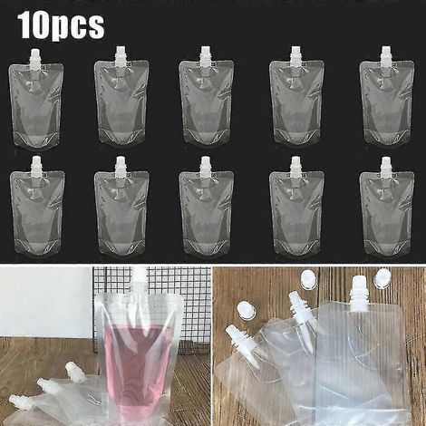 500 ml Stehbeutel aus transparentem Kunststoff, ideal für unterwegs – Getränke, Säfte usw.-10PCS