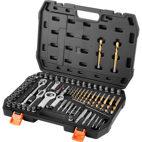 Mophorn 63-teiliges Bolzenausdreher-Set mit Schraubenausdrehern, Mutternsprengern, Gewindebohrern, Bohrern, Schraubenschlüsseln, Adaptern und praktischem Transportkoffer (1/5)