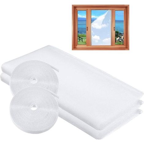Moustiquaire de fenêtre, lot de 2, moustiquaire auto-adhésive à monter soi-même, protection contre les insectes 150 x 180 cm (1/5)