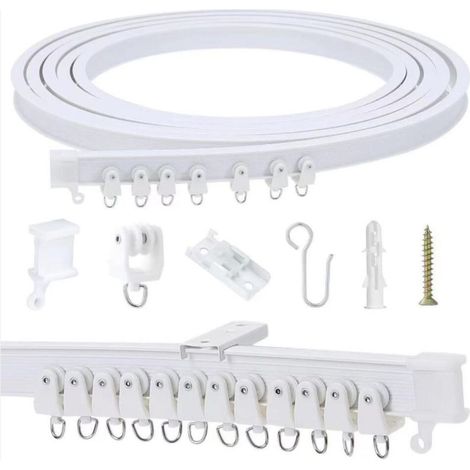 2M Rail de rideau flexible et flexible, Rail de rideau incurvé, Système de rails de rideau pour séparateur de pièce, rideau de douche, chambre à coucher, balcon, hôpital (1/4)