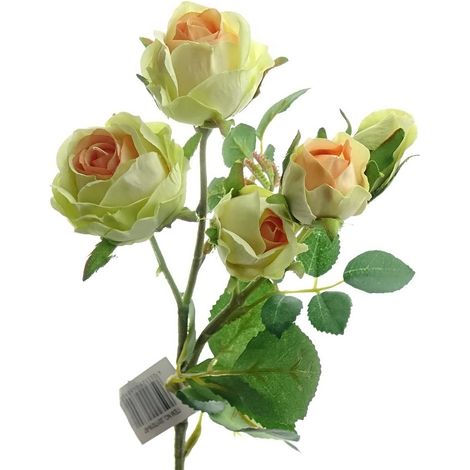 GASPER Polyanta-Rose Creme & Grün & Apricot 39 cm - Kunstblumen (1/3)
