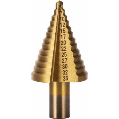 HSS-Stufenbohrer für Metall 5–35 mm, professioneller konischer Titan-Stufenbohrer mit Koffer für Holz, Kunststoff und Metall