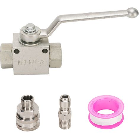 Kit de vanne à bille pour nettoyeur haute pression 4500 PSI, raccord rapide 3/8 pouce en acier inoxydable. (1/5)
