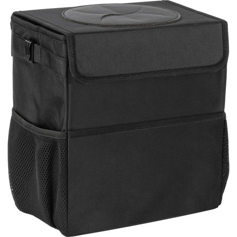 Poubelle de voiture avec couvercle - Sac poubelle suspendu pour voiture avec sac de rangement, poubelle pliable étanche pour voiture (1/5)