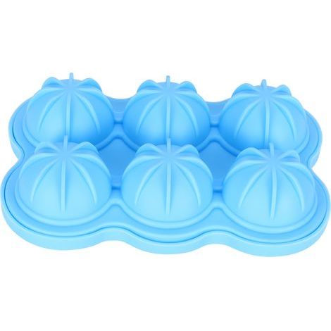 Moule à glaçons sphériques 6 cavités en silicone réutilisable, bleu ciel, pour bar, cuisine et maison (1/5)
