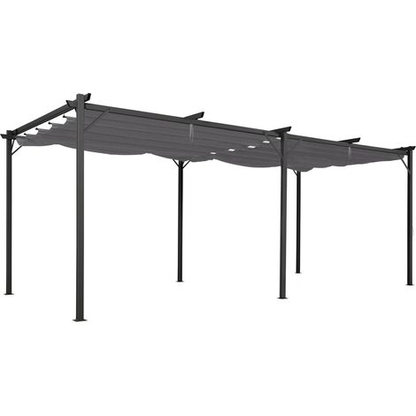 Pergola einziehbares Dach 4 Beine 3x6 M Laube anthrazitgrau