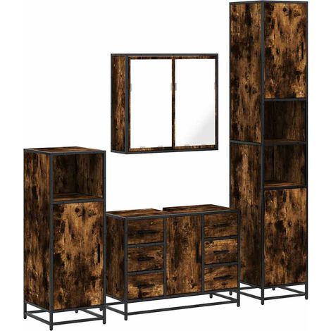 Maison Exclusive - Ensemble meubles salle de bain 4 pcs chêne fumé bois ingénierie