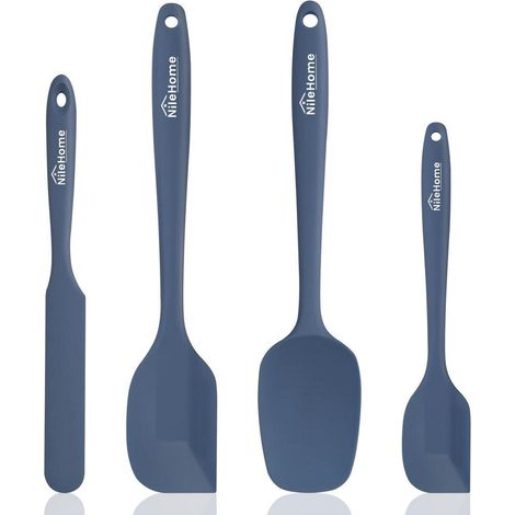 Silikon-Spatel-Set 4er, hitzebeständig, BPA-frei, spülmaschinenfest, blau