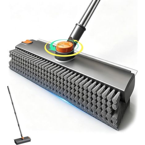 Brosse à récurer avec manche 3 en 1 avec raclette en caoutchouc pour sol (1/5)