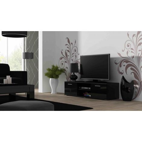 Mobile TV Cama FURNITURE SOHO 140 Nero Lucido - design moderno, interni pratici (1/3)