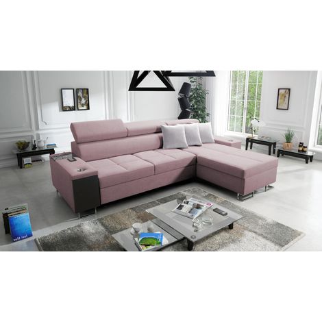 Bequemes Ecksofa mit Schlaffunktion MORENA I MAXI Sawana Rosa Rechts (1/5)