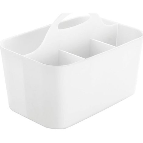 Caja organizadora para materiales de arte y manualidades - Caja de almacenamiento/organizador de escritorio - Práctica/Plástico/Con asa/Con separadores - Blanca (1/5)