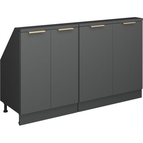 Küchenschrank für Dachschrägen R-Line, Anthrazit-Gold, 140 cm 2er Set, Vicco (1/5)