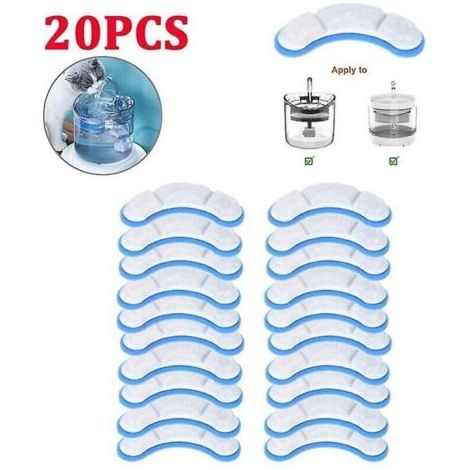 QORVA-Lot de 20 filtres de rechange pour fontaine à eau pour animaux de compagnie, pour filtre à charbon actif Wf050/wf060, pour Pet Auto Dr