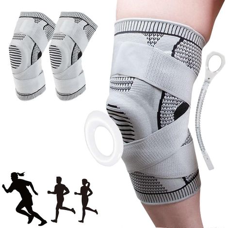 Genouillère de compression Norelie Active Life 2.0, support de genou en bambou, gris, taille XL (1/5)