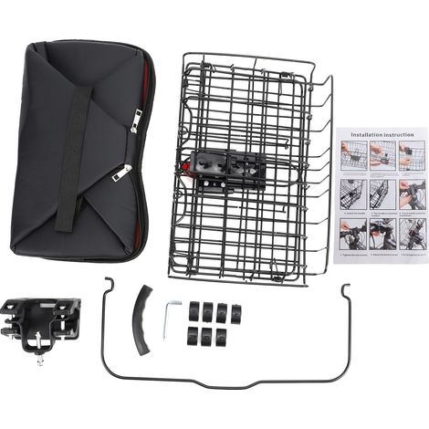Cestino anteriore pieghevole per bicicletta con staffa a sgancio rapido e borsa interna removibile, facile da installare, rivestimento in pelle. (1/5)