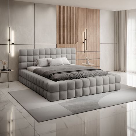 Cama canapé 180x200 con somier Cloud tejido bouclé Gris (1/4)