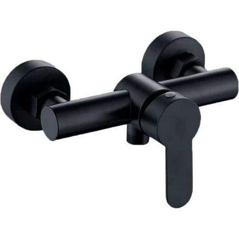 Black shower faucet, functional hot and cold water mixer for bathroom, wall-mounted design, domestic shower faucet (1/4)
