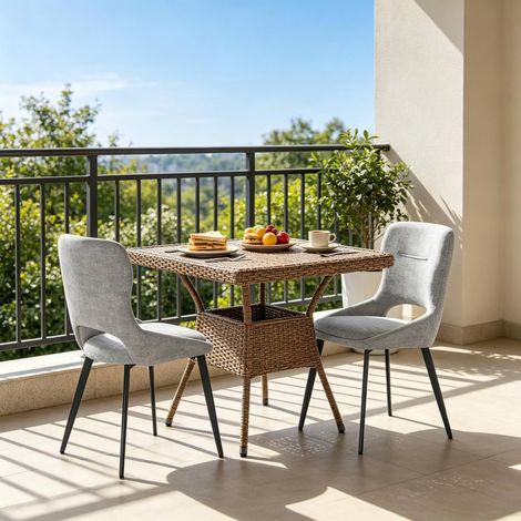 Sillas de comedor acolchadas en chenilla gris, set de 2 HAVRYA (1/5)