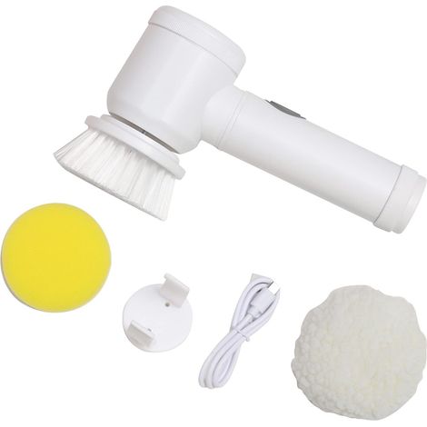 Brosse Électrique Pivotante 360° - Rechargeable USB - Pour Baignoire Carrelage Sol Évier Fenêtre Cuisine - 17.5 x 7.4 x 26 cm - 1500 mAh - 3 Têtes de Brosse (1/5)