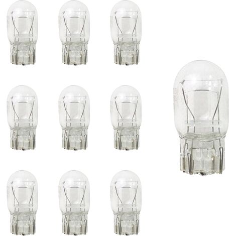 Paquete de 10 bombillas T20 1891 7443 de doble cable, 12 V, 21,5 W, para luces de posición, intermitentes y luces traseras, accesorios universales blancos para automóviles. (1/5)