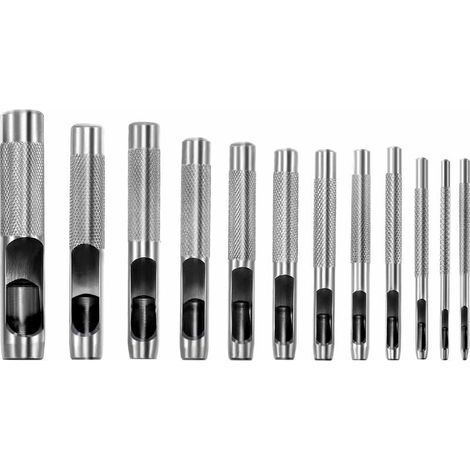 12 Pièces Poinçon Creux en Acier Rond Set Poinçon à Trou Creux en Cuir pour le Cuir, Bande de Montre, Toile, Oeillet(1/2/3/4/5/6/7/8/9/10/12/15mm)-LIAIKI (1/4)