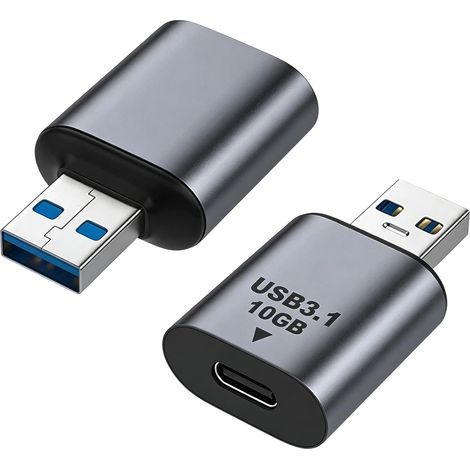 2er-Pack USB-C-Buchse auf USB-A-Stecker 3.1 Gen2 Adapter, Typ-C auf USB OTG Schnellkonvertierung 10 Gbit/s, 5 V/3 A Ladeleistung, Aluminium-Stecker (Typ A auf Typ C), kompatibel mit iPhone 16/15 Pro M (1/5)