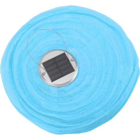 Lanterne solaire LED en tissu, étanche IP55, style chinois, en nylon, à suspendre, pour jardin, festival ou fête en extérieur (bleu). (1/5)