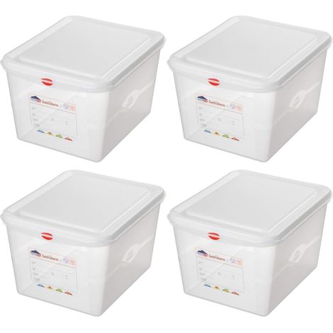 BRB 4 récipients de conservation GN GN1/1 avec couvercle, L 530 x l 325 x H 200 mm, 28 litres