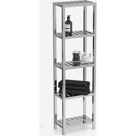 BATHBAZAAR - Etagère colonne de salle de bain inox 5 niveaux - Plazza
