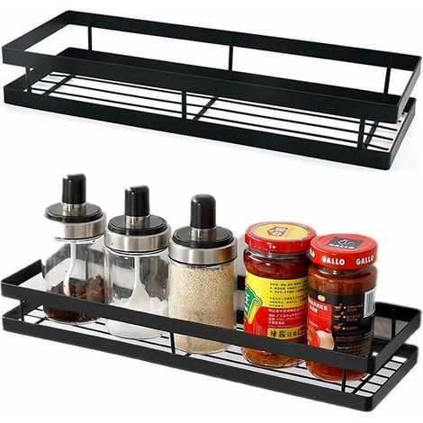 Étagère À Épices - Murale - 50 X 12 X 5,5 Cm - Noir - Lot De 2 (1/5)