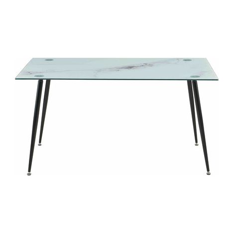 Tavolo Moderno Rettangolare in Marmo e Vetro Mirror cm. 120x80x75H