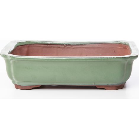 Vaso bonsai smaltato rettangolare cm. 21 Verde (1/2)