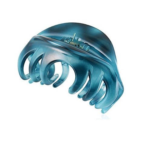Grande Pince Crabe en Verre Élégante, Pinces à Cheveux Organiques pour Femmes et Filles, Cheveux Épais, Maintien Solide Intérieur Extérieur, Barrettes Bleues (1/5)