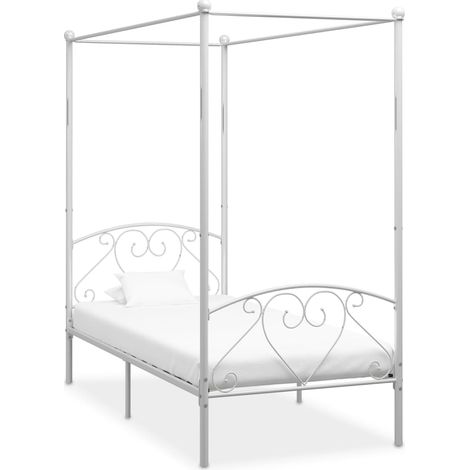 Bed Frame White Metal Single Durable Bed Frame Rectangular vidaXL (1/5)