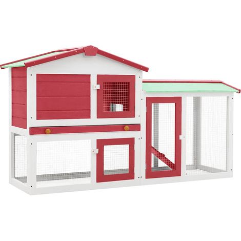 Maison Exclusive - Conigliera per Esterni Grande Rossa e Bianca 145x45x84 cm Legno