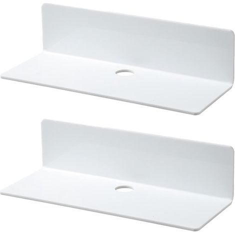 Étagère murale flottante 22,9 cm avec passe-câble, tablette de salle de bain sans perçage, rangement mural pour salle de bain et couloir, blanc (1/5)