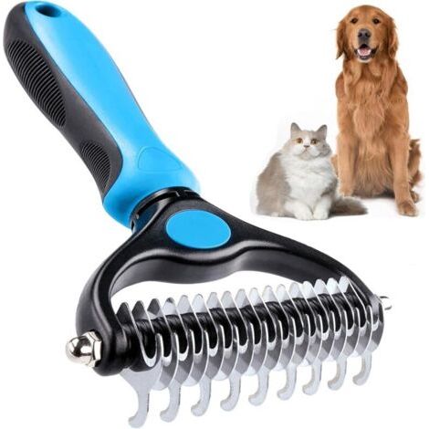 Brosse pour chien, réduit la perte de poils, outil de démêlage double face, râteau à sous poil pour chien, brosses pour cha (1/4)