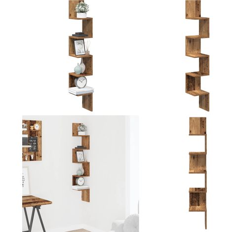 vidaXL Wand-Eckregal Altholz-Optik 20x20x127,5 cm Holzwerkstoff (1/5)
