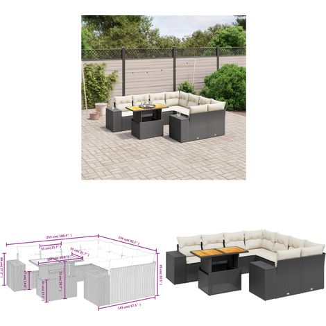 9-tlg. Garten-Sofagarnitur mit Kissen Schwarz Poly Rattan - Gartenmöbel Set - PE-Rattan Möbel - Outdoor Lounge - Gartenlounge - Terrassenmöbel - Home & Living (1/3)