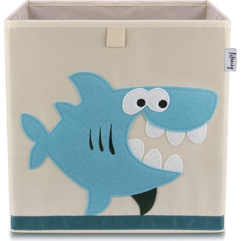 Lifeney Scatola portaoggetti per bambini con motivo squalo, scatola giocattolo con motivo animale, adatta per scaffali cubi, scatola per la cameretta dei bambini, cestino portaoggetti per bambini (1/5)