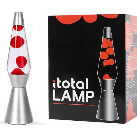 iTotal - Lava Lamp - Silver Base, See-through Liquid and Red Wax - Red - 36 cm (1270397)